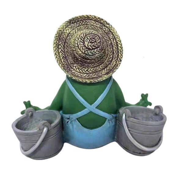 HILOGEL Resin Frogs Gardener Statue with Meditations Pose for Outdoor Indoor Home Decors