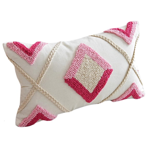HILOGEL Rhombus Lace Loop Tufted Cushion Pillow Cover Handmade Throw Pillow Covers Home Decor Backrest Cushion for Case Pillowca