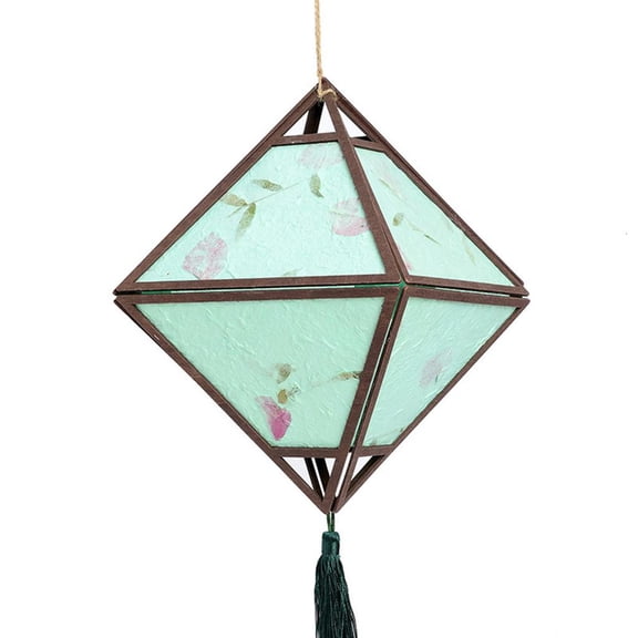 HILOGEL Rhombus Portable Lantern with Tassel Light Lamp for Chinese New Year Spring Festival Mid-Autumn Party Celebration