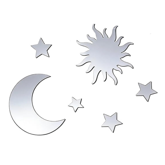 HILOGEL Star Moon Mirror Wall Sticker Wall Decors Decal Removable DIY Art Decors