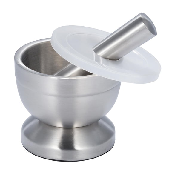 HILOGEL Thicken Metal Pestle Pedestal Bowl Garlic Press Pepper Spice Garlic Grinder Pot
