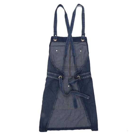 HILOGEL Women Men Jean Bib Apron for Cross Back Adjustable Shoulder Strap Vintage Washed Denim Work Apron for Hair Stylist BBQ with Convenient Pockets
