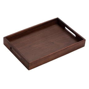 HILOGEL Wooden Serving Tray with Handle Rectangle Breakfast Sushi Snack Bread Dessert Cake Plate for Farmhouse Home Decor