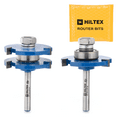 thumbnail image 1 of HILTEX 10110H Tongue and Groove Router Bit Set, 2 Pieces, 1/4 Inch Shank, Adjustable 3 Teeth T-Shape Wood Milling Cutter Woodworking Tool, 1/2-Inch Cutting Depth 1/4-Inch Tongue Height, 1 of 7
