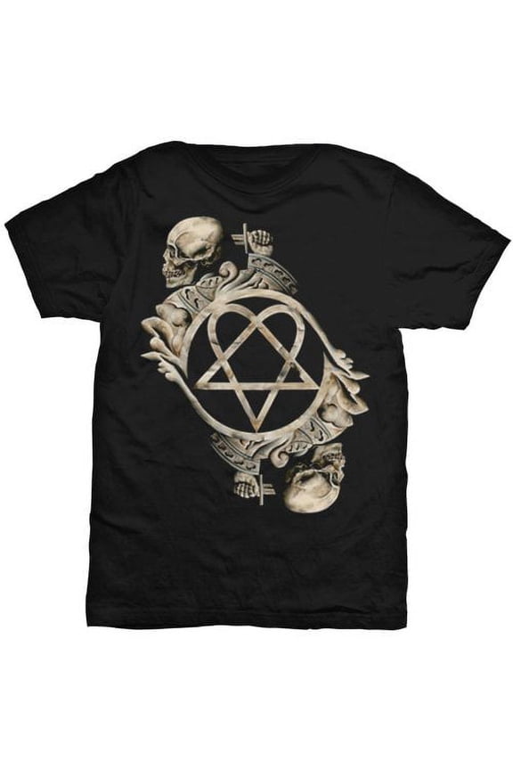 HIM T Shirt Black Bone Sculpture Anarchy band logo Official mens new