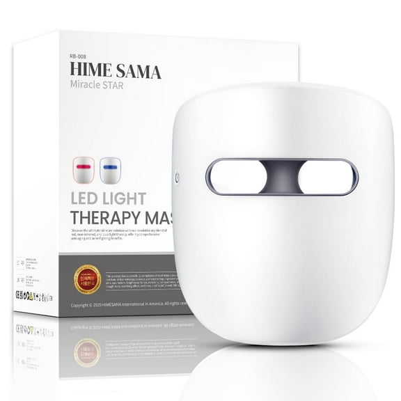 HIME SAMA Wireless LED Face Mask – Red Light Therapy for Wrinkles, Blue Light | FSA/HSA Eligible | Infrared Skin Care Device | Miracle STAR