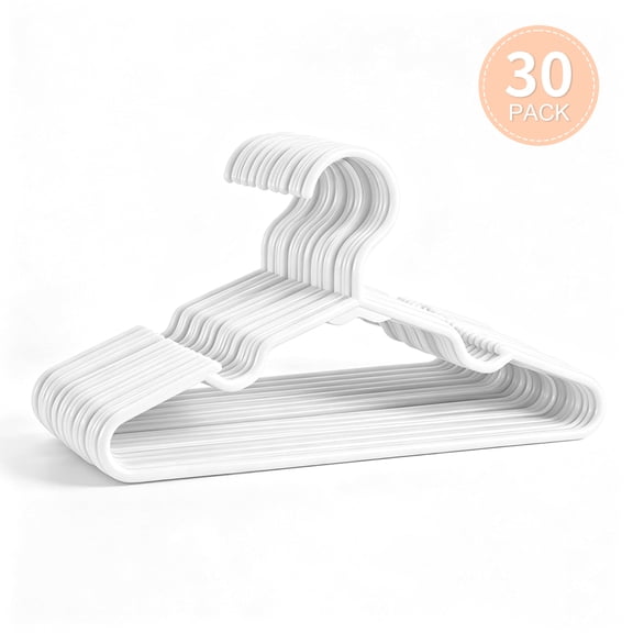 HIMEETIME Baby Hangers 30 Pack - Plastic Toddler Hangers White, Slim Space Saving Hangers for Infant and Children Clothing