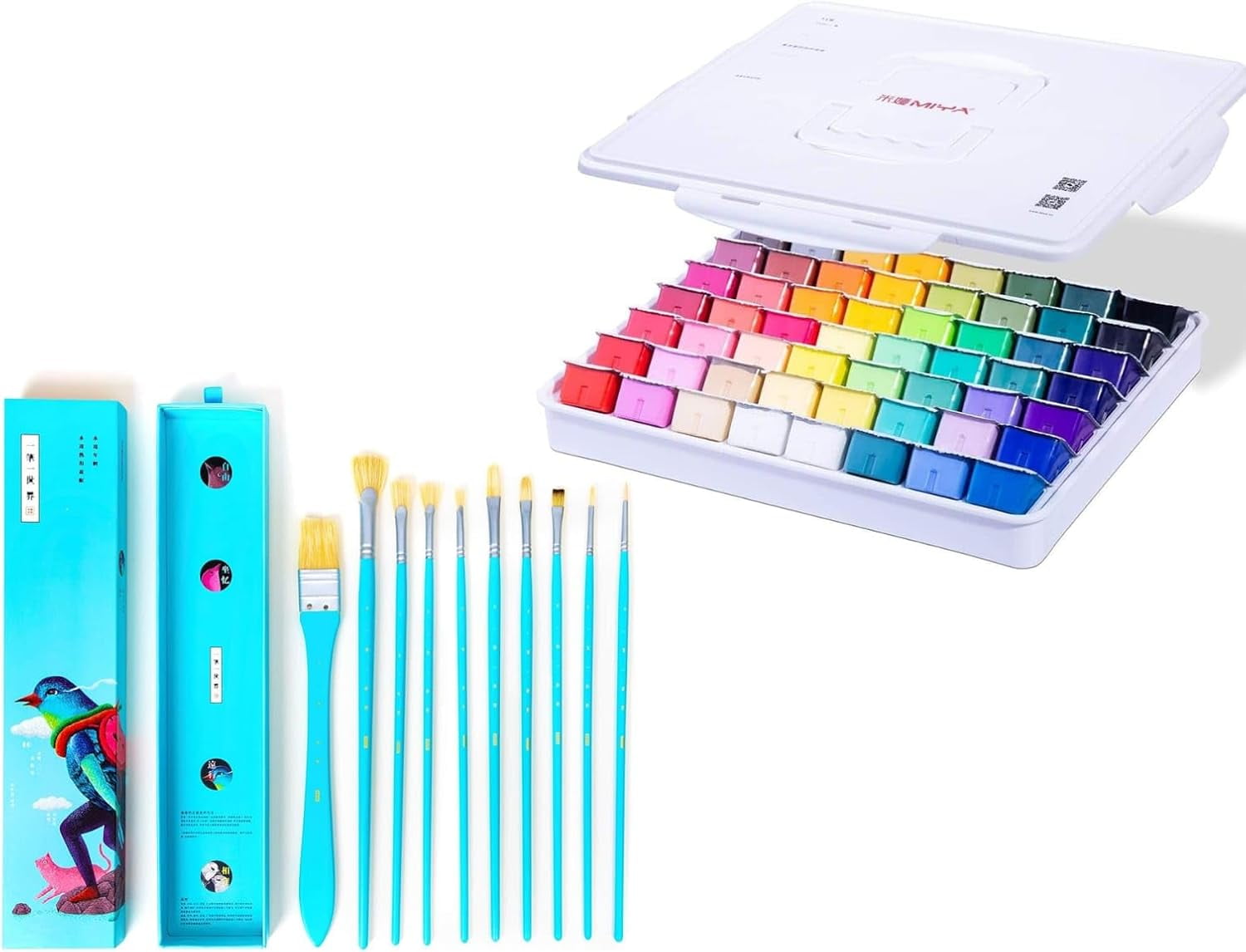 HIMI Gouache Paint Set, 56 Colors X 30ml Unique Jelly Cup Design In A Carrying Case Perfect For Artists Gouache Opaque Watercolor Painting I313991906 - View #3