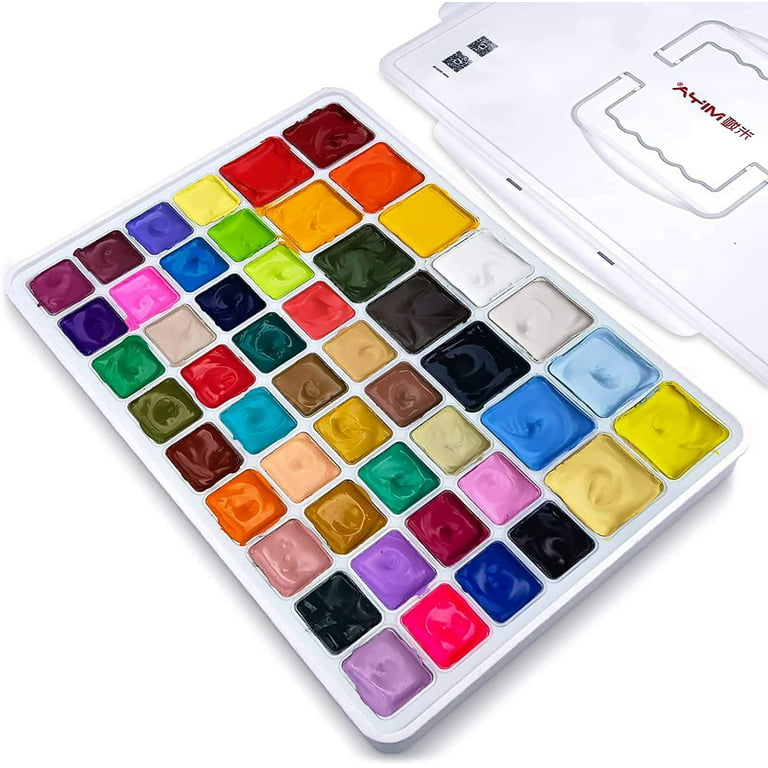 HIMI 24-Color Gouache Paint Set with Brushes, Palette - For Beginners,  Students, Artists