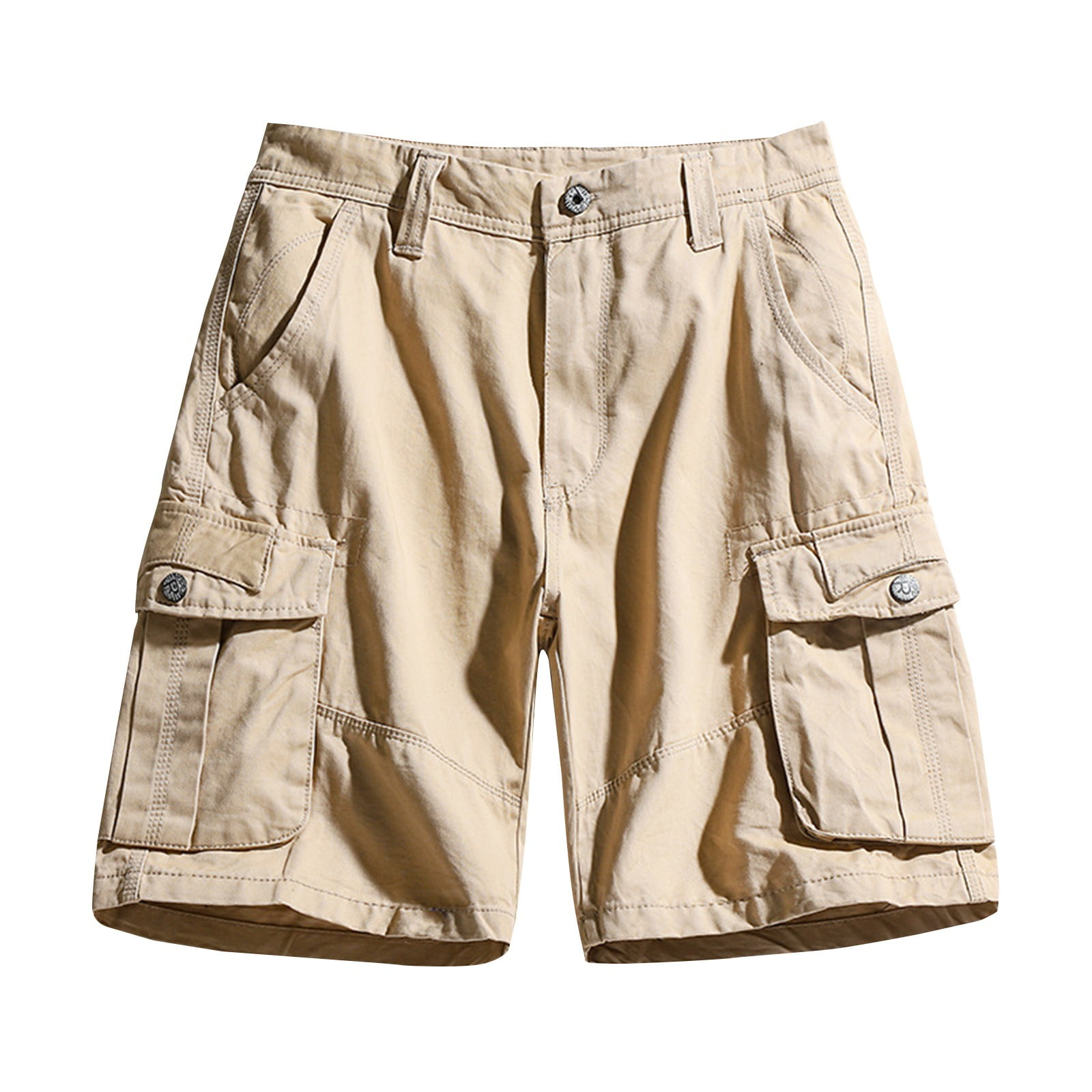 Men's Solid Color Casual Multi-Pocket Cargo Shorts