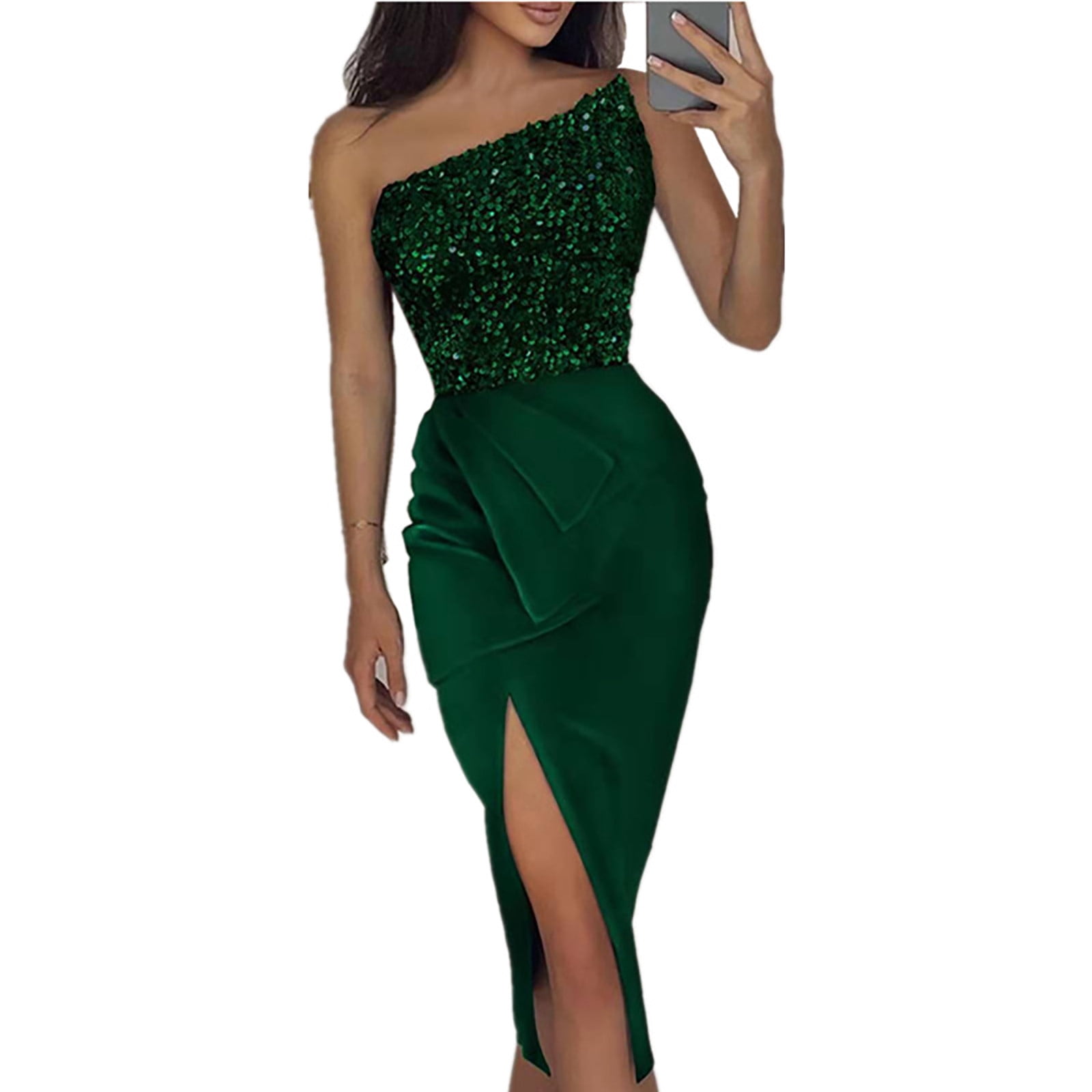 Sexy Solid Sequin Pleated Skirt