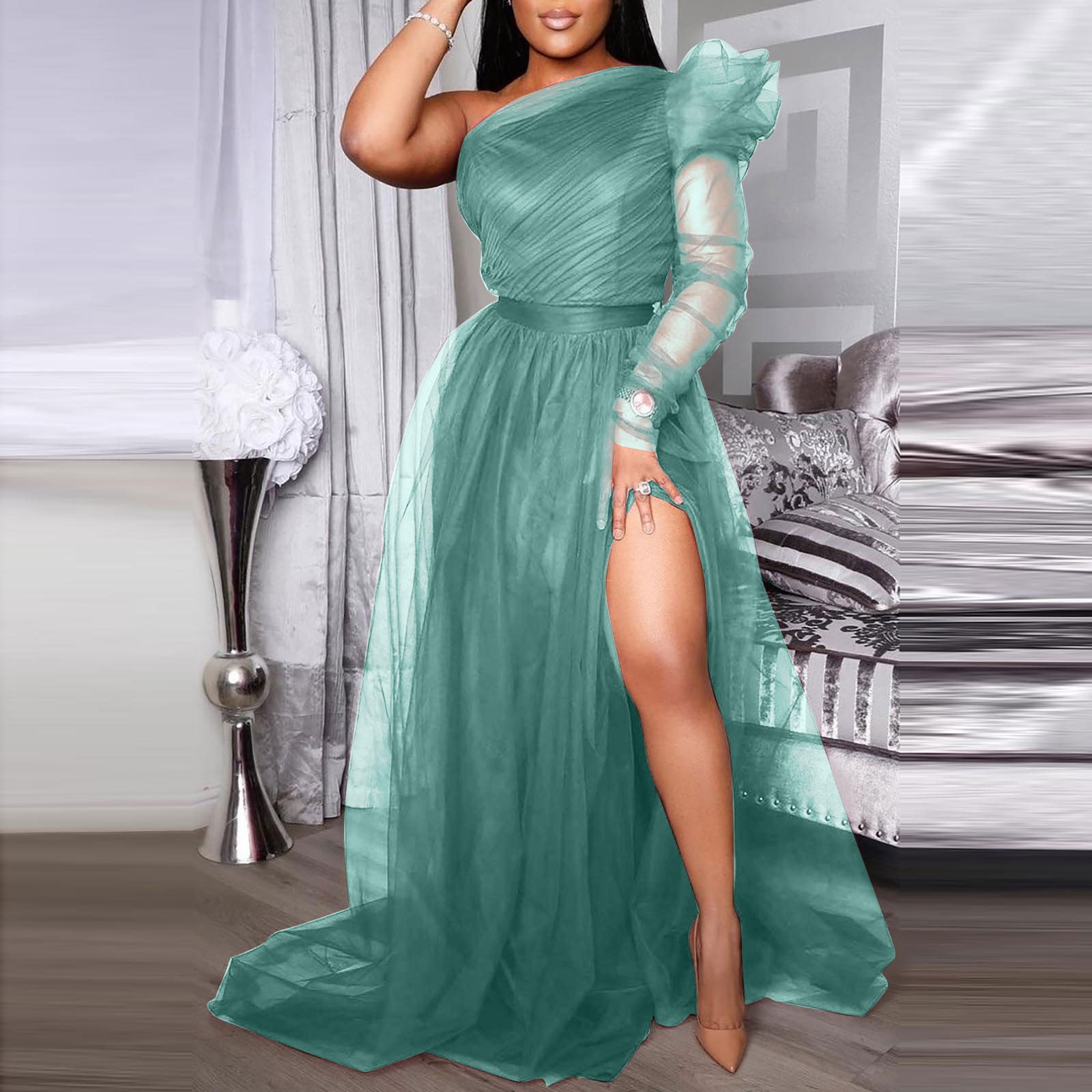 Mint green wedding guest dress cheap
