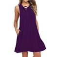 thumbnail image 1 of HIMIWAY Summer Dresses for Women 2023 Women's Fashion Summer Mini Sleeveless V-neck Cross Hollowed Out with Belt Dress Purple M, 1 of 6