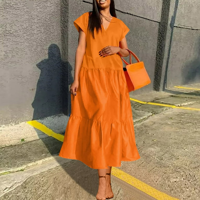 Orange summer dresses sales