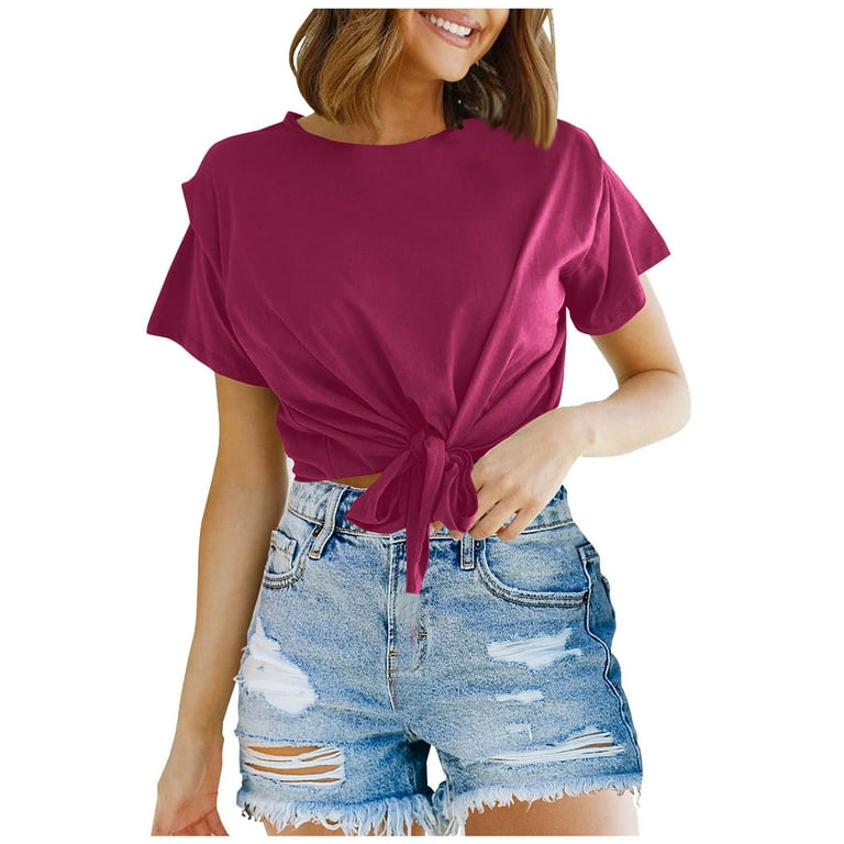 HIMIWAY Crop Tops for Women Women's Fashion Casual Solid Color