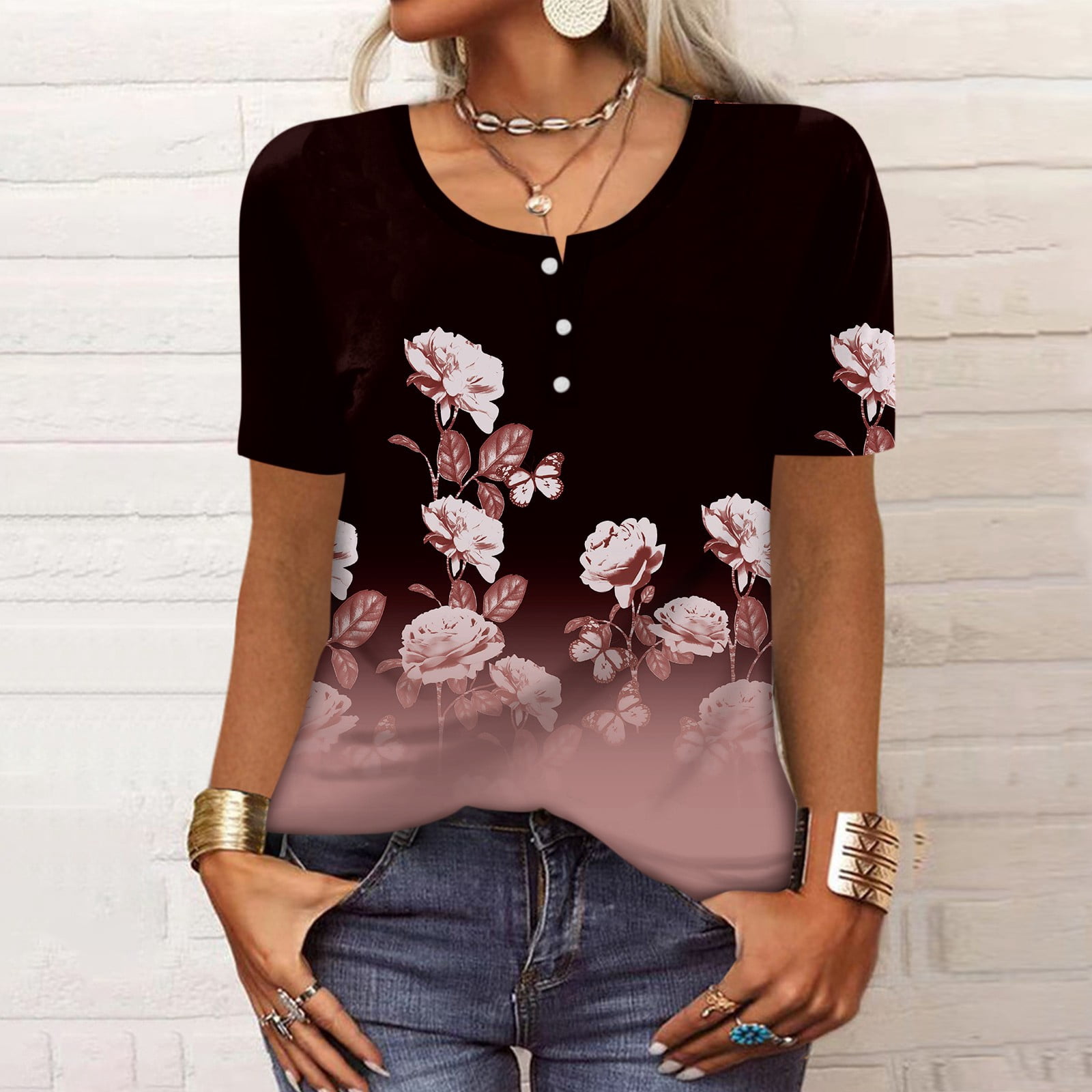 Love Fit Retro Girl Pin Print Top Slim Hot main image 1