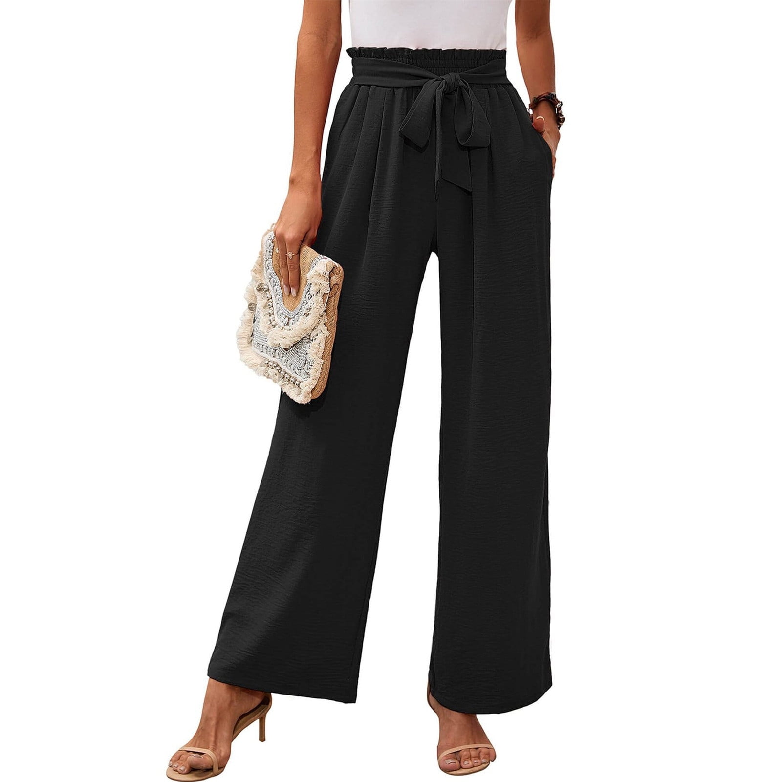 HIMIWAY Women's Wide Leg Pants With Pockets Lightweight High Waisted ...