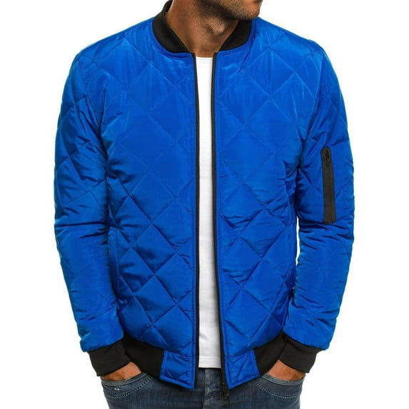 HIMONE Men's Bomber Jacket Men Diamond Quilted Jackets Baseball Jackets Varsity Winter Fall Chunky Coats Outwear