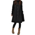 thumbnail image 1 of HIMONE Plus Size Women Wool Blend Coat High Collar Single Breasted Outwear Mid Long Pea Coat Jacket Vintage Fashion Autumn Outwear Surcoat, 1 of 8