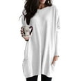 thumbnail image 1 of HIMONE Women Oversized Long Sleeve Tunic Blouse Tops Crew Neck Sweatshirts Casual Baggy Pocket Long Tunic Tops Pullover Blouse T Shirts, 1 of 2