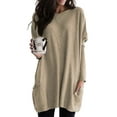 thumbnail image 1 of HIMONE Womens Winter Shirts Blouse Crew Neck Sweatshirts Long Sleeve Pocket Long Tunic Tops Loose Casual Pullover T-Shirt, 1 of 2