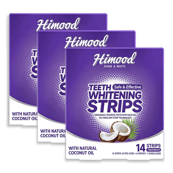 HIMOOD Teeth Whitening Strips, Coconut Flavor, 42 Strips Total, 3-Pack