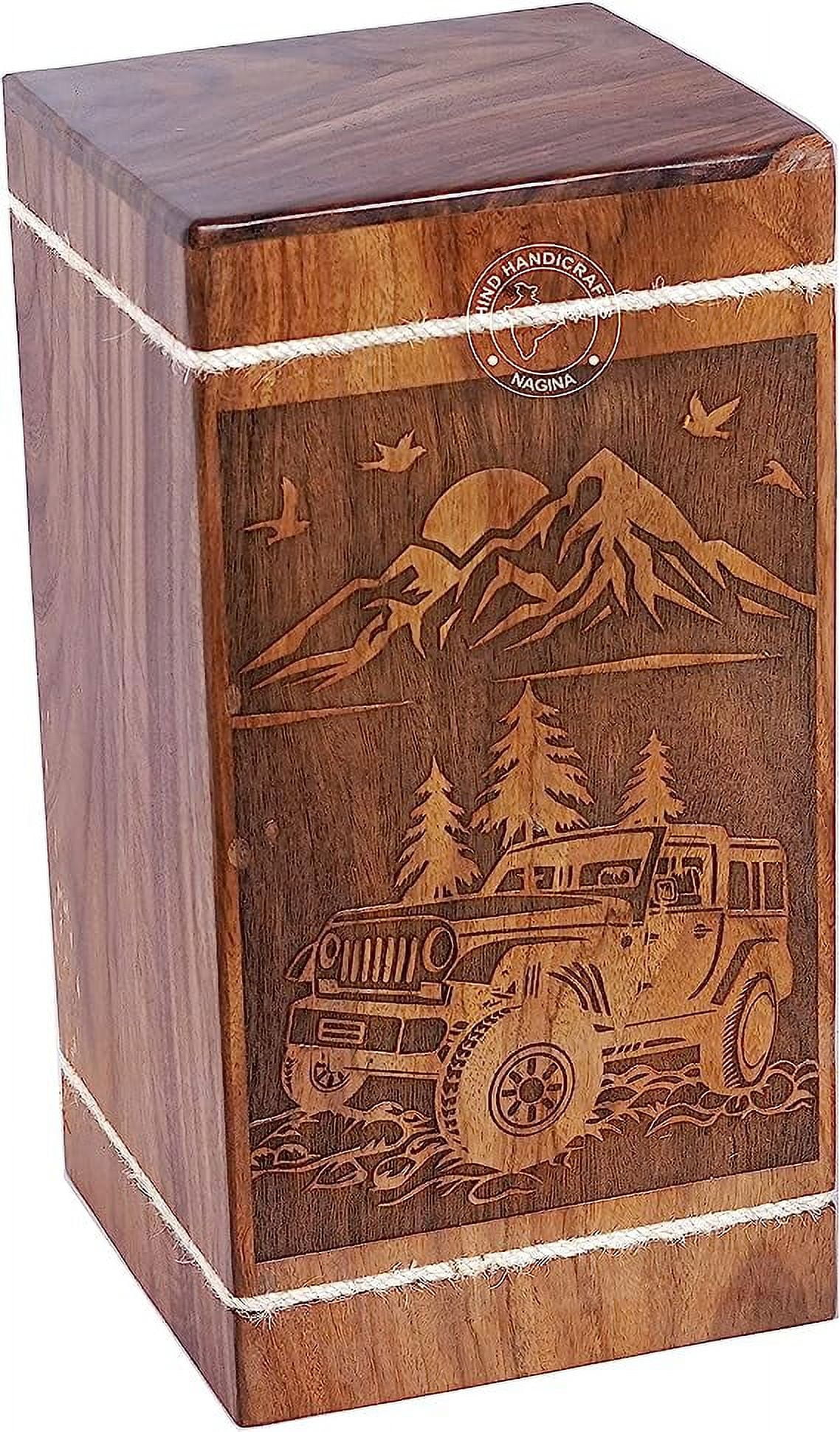 HIND HANDICRAFTS Handcrafted Car Wooden Urns for Human Ashes Adult