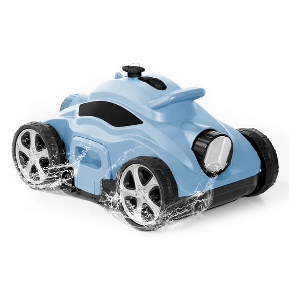 WRAKTOL Automatic Pool Cleaner, Cordless Robotic Pool Vacuum with Strong Suction, 110 Mins Runtime, up to 1077 Sq ft, Self-Parking, Blue