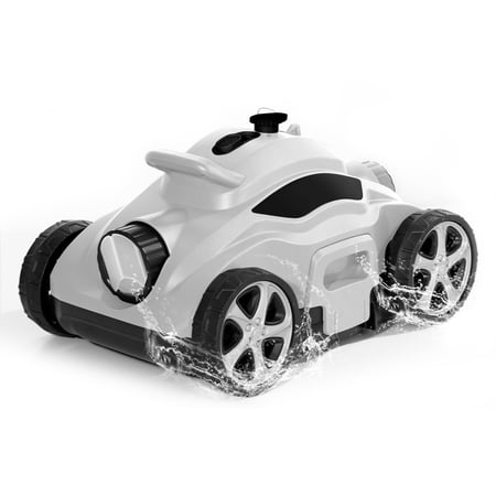 WRAKTOL Cordless Robotic Pool Cleaner with Strong Suction, 110 Mins Runtime, up to 1077 Sq ft, Self-Parking, Light Gray