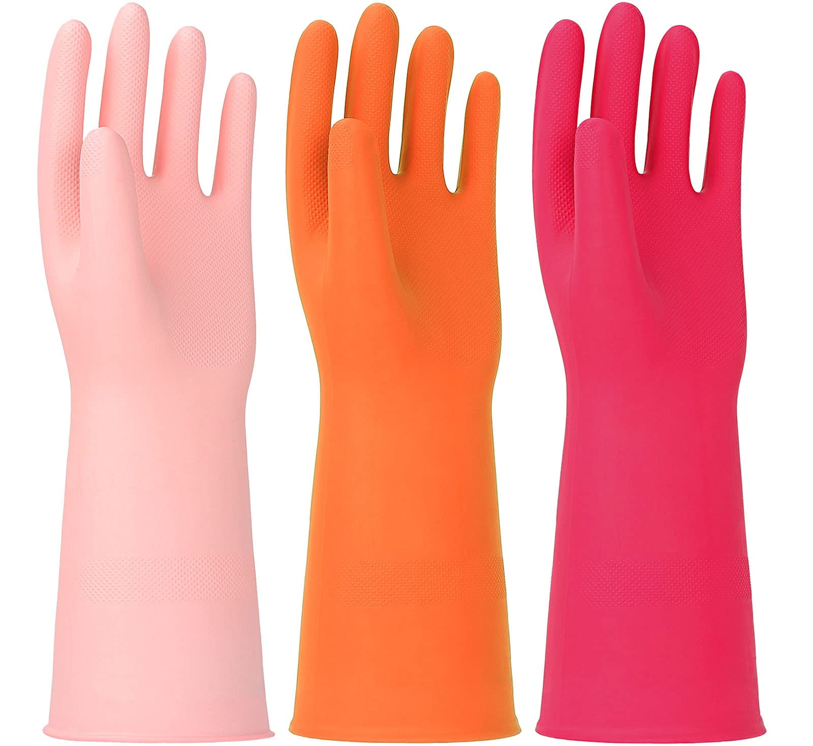 HINSOCHA 3 Pairs Rubber Cleaning Gloves Latex Free Dishwashing Gloves