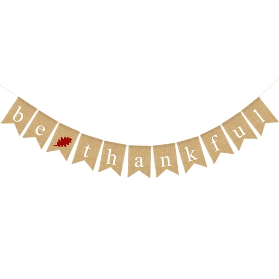 HINTRMENT 1 Set Swallowtail Linen Bunting Banner Beige Fall Party Decoration Thanksgiving
