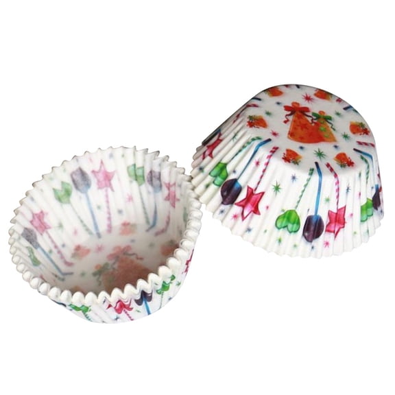 HINTRMENT 100PCS Christmas Cupcake Liners Multi-Color Greaseproof Baking Cups for Desserts, Bread, Muffins and