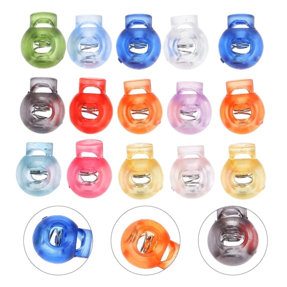 HINTRMENT 100Pcs Adjustable Button Spring Buckle Cord Lock Plastic Rope Button for Secure Rope and Drawstring Use