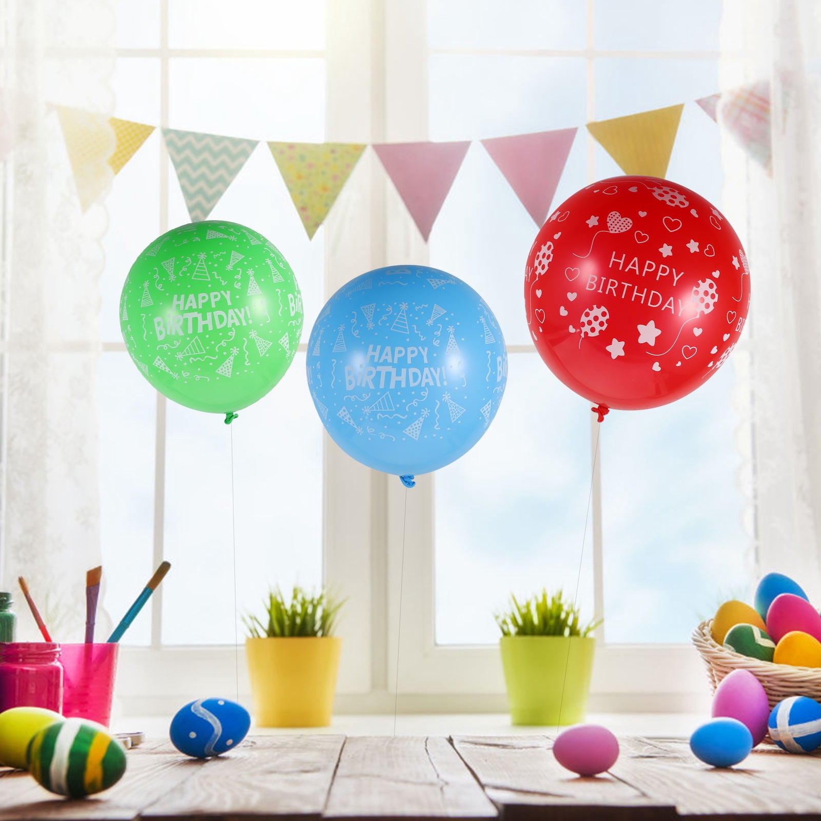 HINTRMENT 100Pcs Birthday Printed Balloon Assorted Color Round Latex 12 ...