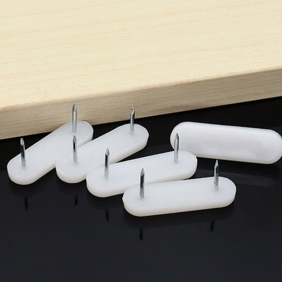 HINTRMENT 100Pcs Rectangular Plastic Head Double Nails for Furniture Chair Leg Protection White 1.9x0.6x0.2in
