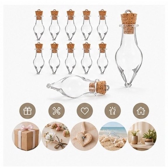 HINTRMENT 10Pcs Corked Glass Bottle Clear Glass for Packing Wish Notes and Small Trinkets