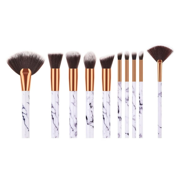 HINTRMENT 10Pcs Detail Makeup Brush Set with Marble Look Material for Women and Girls