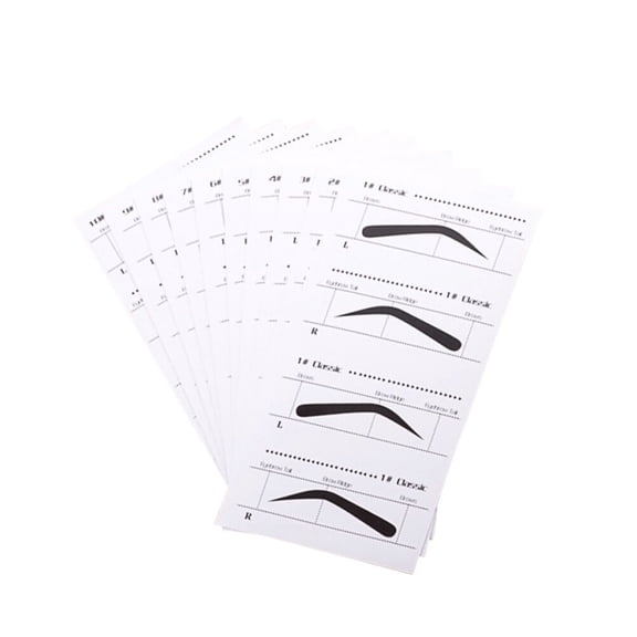 HINTRMENT 10Pcs Eyebrow Stencil Templates Black Adhesive Left and Right Marked for Precise Brow Makeup