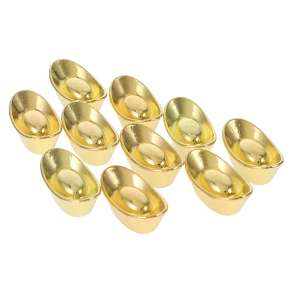 HINTRMENT 10Pcs Small Golden Ingot Model Decorations Symbolic Wealth