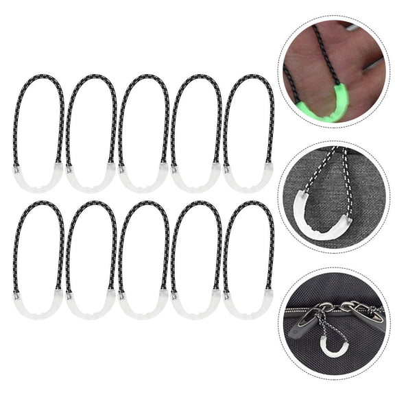 HINTRMENT 10-Pack Glow in the Dark Zipper Pulls with Detachable Rope for Jackets, Bags, and Night Safety Use