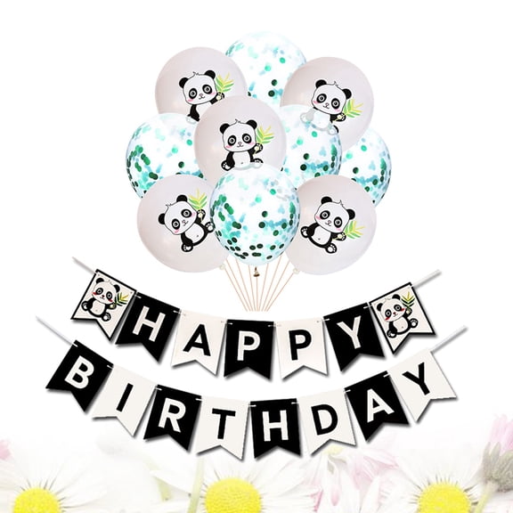 HINTRMENT 11Pcs Green Latex Balloons with Glitter Confetti for Birthday Party Decoration Panda Theme
