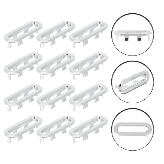 HINTRMENT 12Pcs Basin Sink Overflow Cover Silver Rectangular for Commercial Use ABS Material