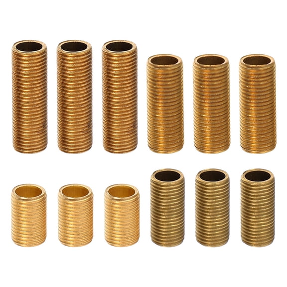 HINTRMENT 12Pcs Brass Hollowed Lamp Threaded Rod Connector for Light Fixture Repair and Hardware Parts