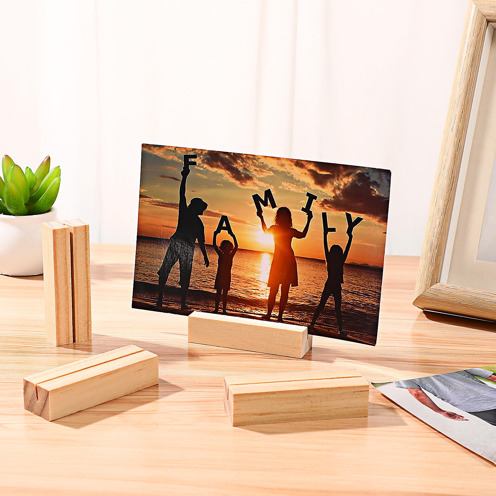 Photo Keeping Stand HINTRMENT 12Pcs Desktop Photo Holder Wooden Memo Holding Stand for ...