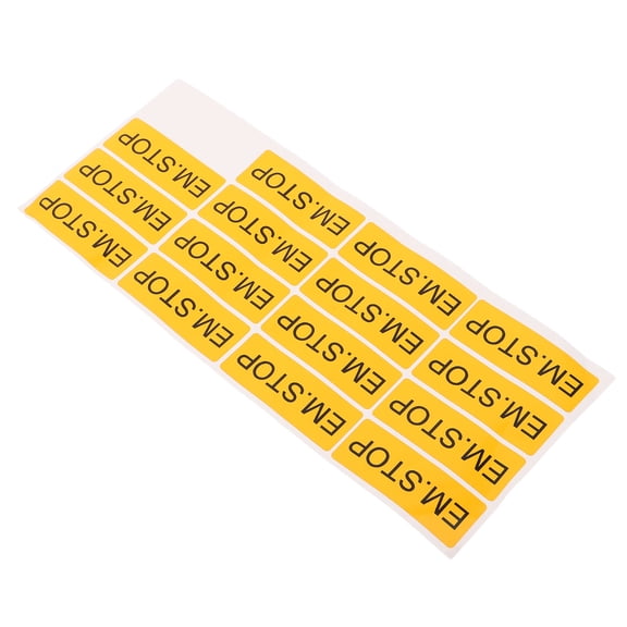 HINTRMENT 15Pcs Emergency Stop Warning Label Sticker Weather Resistant Yellow Decal for Equipment