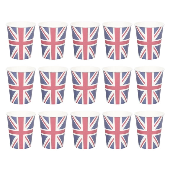 HINTRMENT 16-Pack British Theme Paper Cups for Parties, Home Gatherings, and Special Occasions