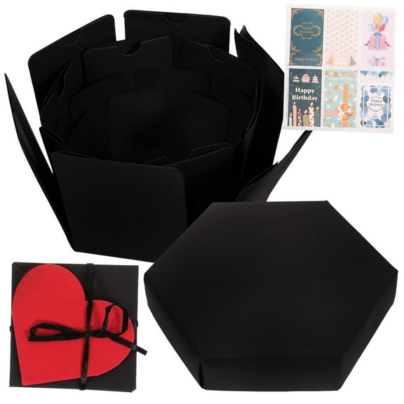 HINTRMENT 1Pack Black Hexagon Box for DIY Projects and Photo Storage 14X14X14in