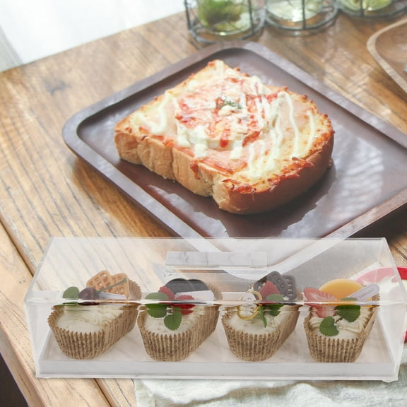 HINTRMENT 1Pack White Marble Rectangular Cake Tray With Lid For Bakers And Home Users 11.6x5x3.5in