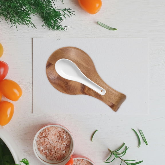 HINTRMENT Acacia Wood Spoon Holder 1-Pack Rectangular Rustic Kitchen Organizer for Cooking Enthusiasts