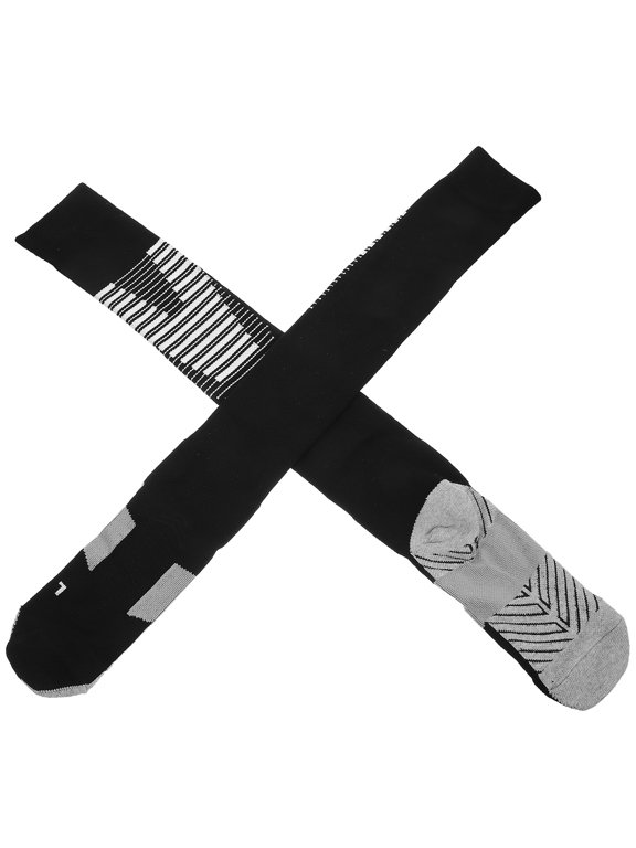 1 Pair Black Cotton Ski Socks, Breathable Thick Knee High Warm Stockings for Outdoor Winter Sports, Men and Women